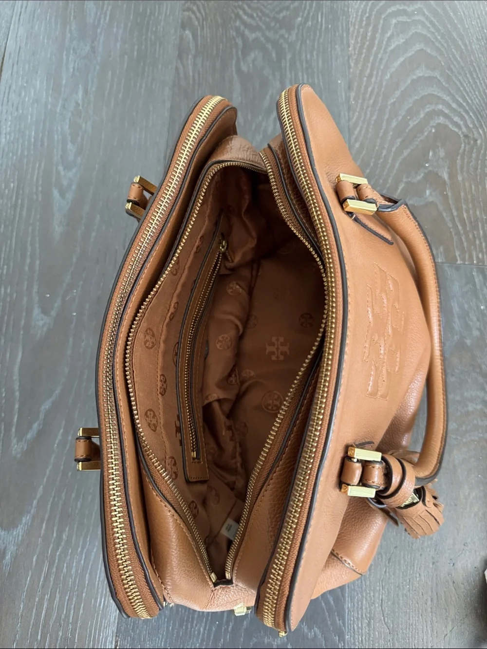 Tory Burch Brown Leather Tote with Tassel